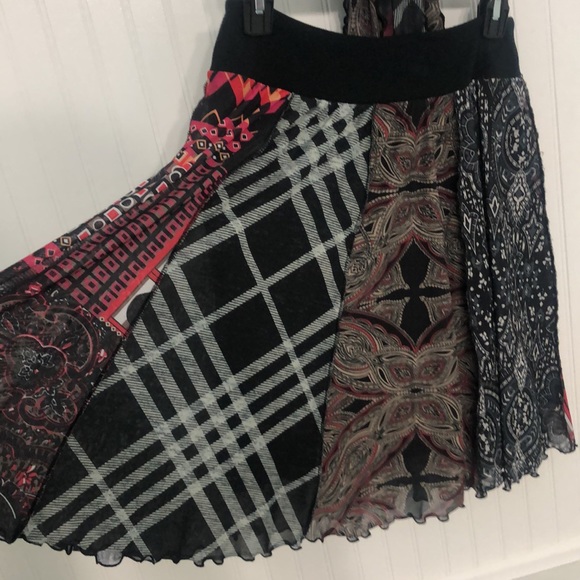 ARTSY❤️panelSKIRT w/Scarf Multi Print Soft Stretchy Waistband 30”x21” Easycare - Picture 7 of 8